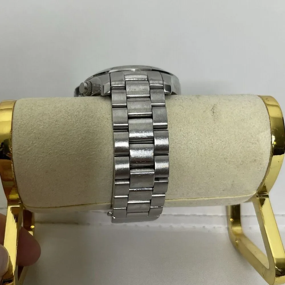 Michael Kors Silver Watch Layton Stainless Steel Chronograph MK5454 Quartz WORKS